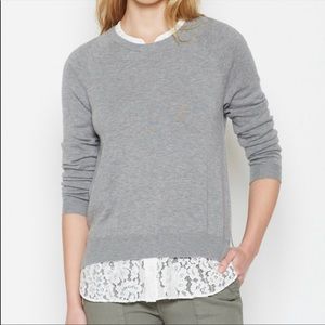 Joie Zaan K Layered Sweater (Grey with White Lace)